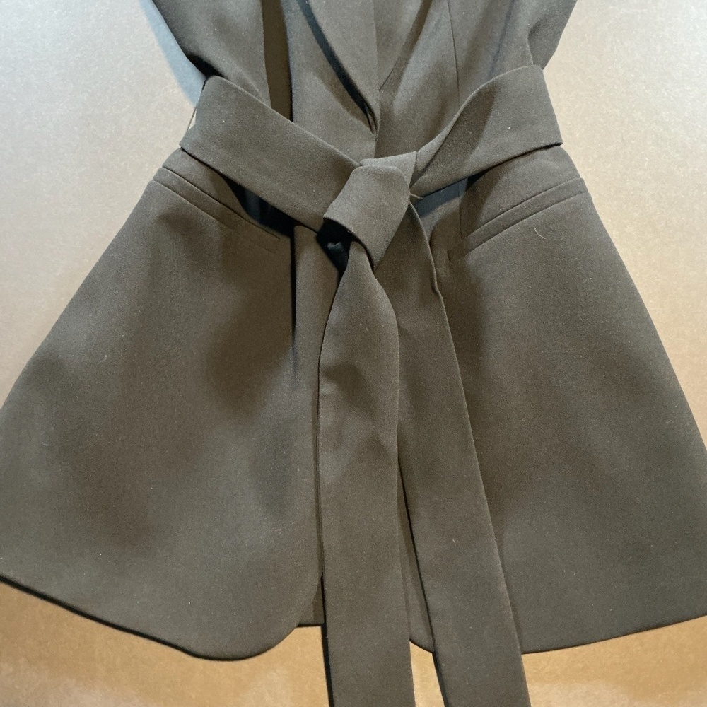 ZARA Sleeveless Belted Blazer Vest XS Black Tailored Longline Vest NWT 7848-187/ - Picture 5 of 11